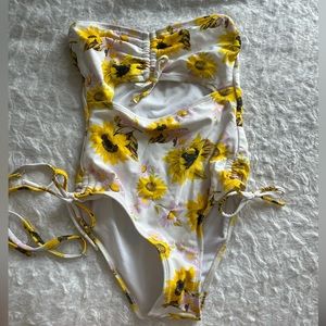 white flowered swimsuit